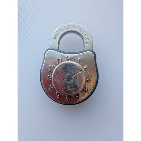 Antique Rare JB Miller Keyless Lock Co. numberless combination padlock - Picture 3 of 10